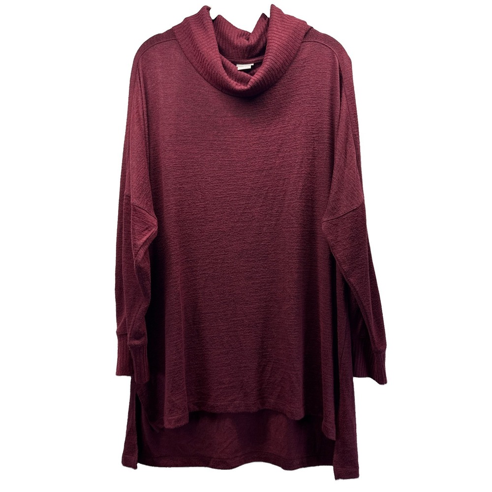 Chicos Zenergy Women's Tunic Top Size Large Long Sleeves Cowl Neck Pullover Knit